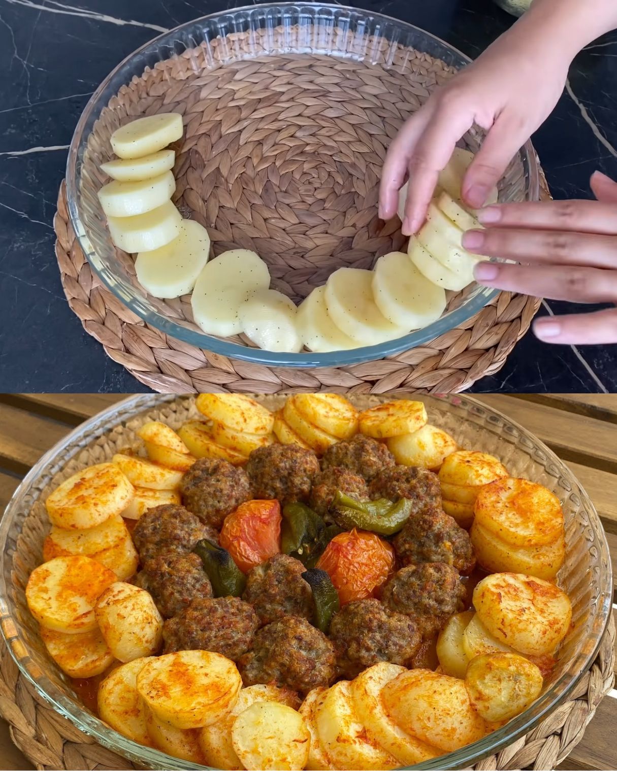 Baked Potato and Meatball Casserole