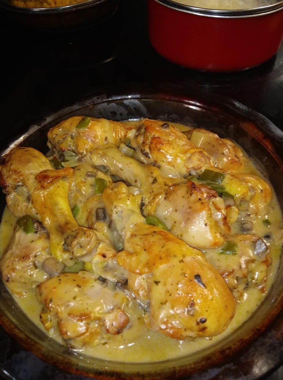 Baked Chicken Legs with Cream of Mushroom Sauce