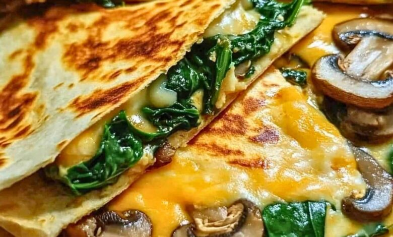 Baked Spinach Mushroom Quesadillas