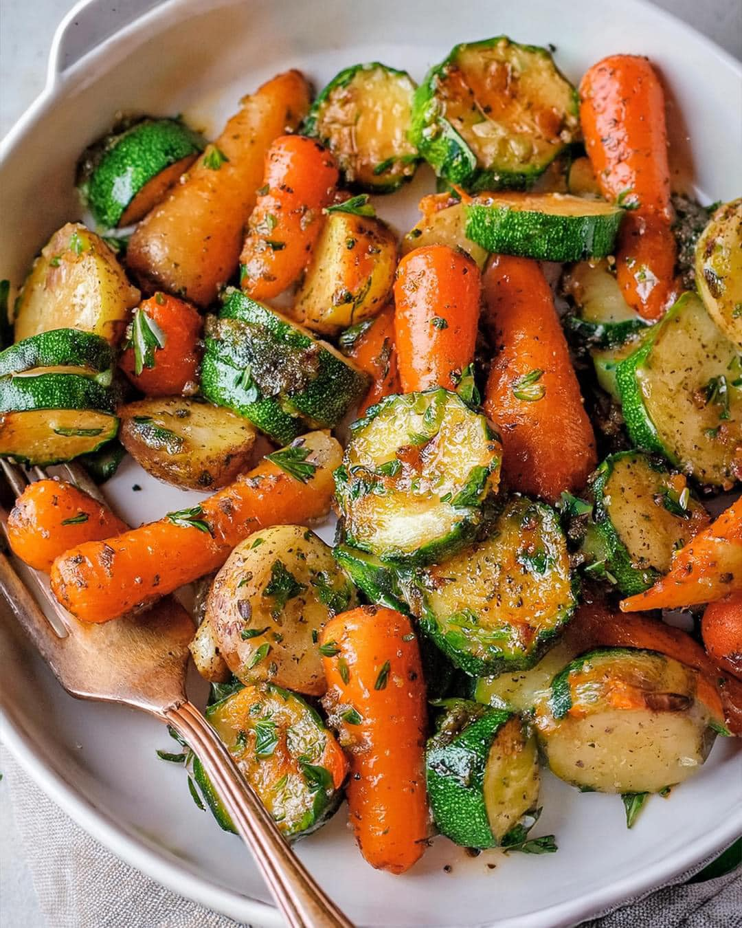 Garlic Herb Roasted Potatoes, Carrots, and Zucchini