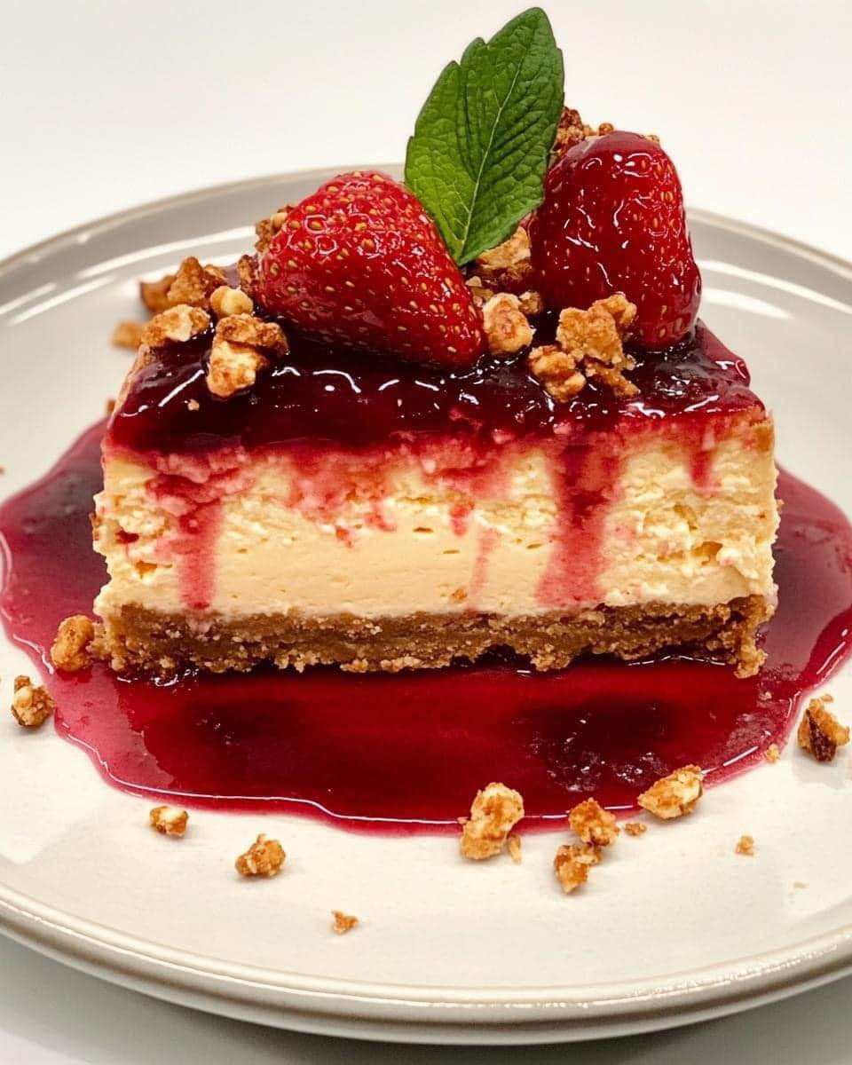 BERRYLICIOUS STRAWBERRY CRUNCH CHEESECAKE