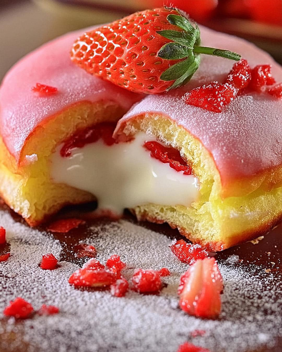 Strawberry Cheesecake Filled Donuts 