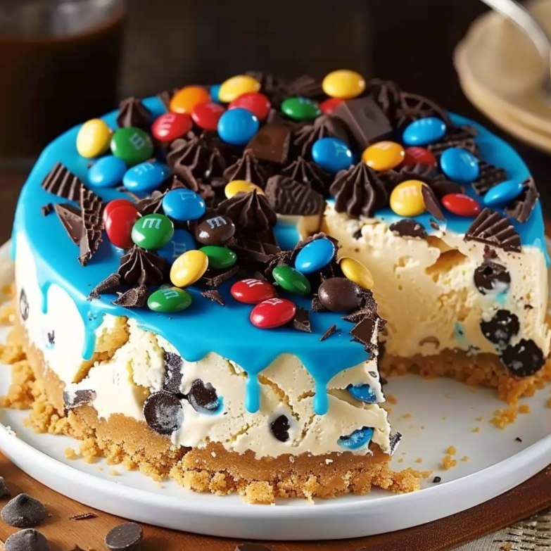 Monster Cookie Peanut Butter Cheesecake Pie