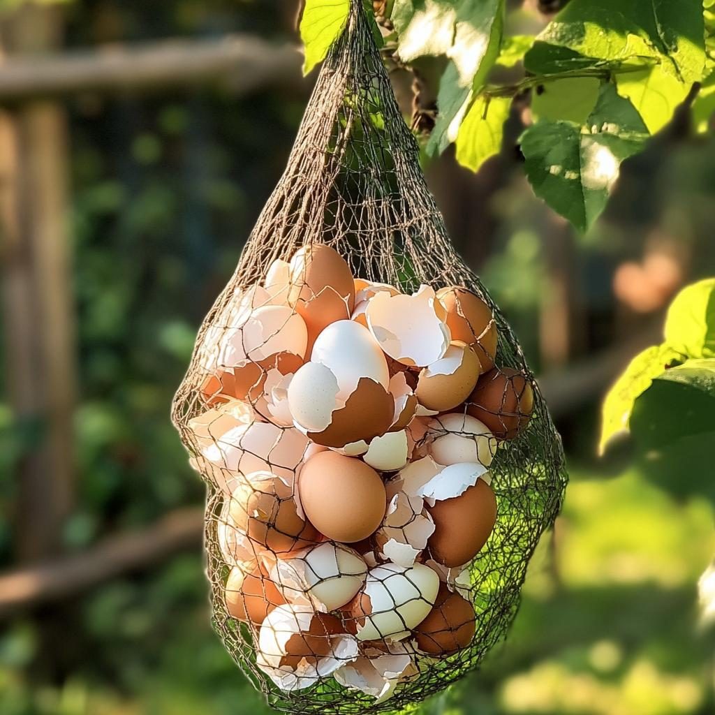 Here’s why you want to hang a mesh bag of eggshells in your garden