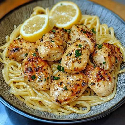 Garlic Butter Chicken with Lemon Parmesan Pasta