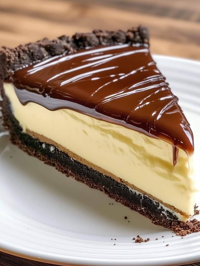 Boston Cream Pie Cheesecake 🍫 Ingredients: For the Crust: 1 1/2 cups graham cracker crumbs 1/4 cup sugar 1/2 cup melted butter For the Cheesecake: 24 oz cream cheese, softened 1 cup sugar 1 teaspoon vanilla extract 3 large eggs 1/2 cup heavy cream For the Pastry Cream: 2 cups whole milk 1/2 cup sugar 4 egg yolks 2 tablespoons cornstarch 1 teaspoon vanilla extract 2 tablespoons unsalted butter  Read more on next page