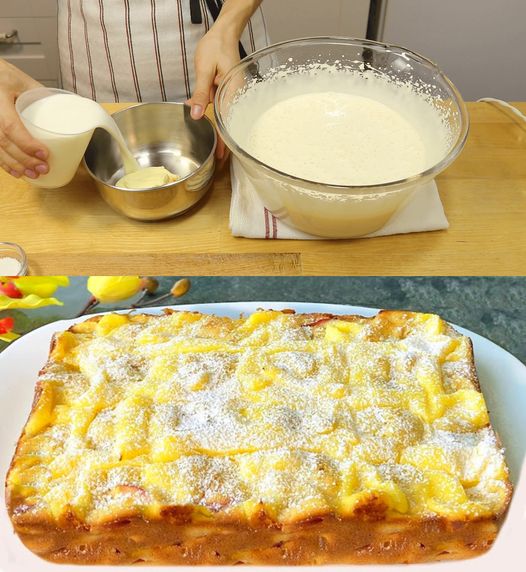 Apple cake with 2 packets of vanilla pudding powder and 45 minutes baking time