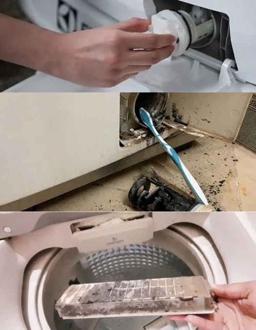 Cleaning the Washing Machine: Complete Guide Periodically cleaning the washing machine is necessary, but not many people know about the existence of a ‘hidden switch’ on this appliance.  Importance of Cleaning the Washing Machine  The washing machine is an essential appliance in a modern home. After a while of use, it accumulates a lot of bacteria and dirt. It is therefore necessary to clean it periodically to keep your clothes clean and odor-free.  Find and use the hidden switch    On some washing machines, there is a “hidden switch” that you must turn on to get the dirty water to drain.  This part is usually located in the lower right corner of the washing machine, with a small cover above it. Press lightly so that the top cover opens. This is where the machine’s sediment filter is located.  Before opening the sediment filter cover, place a cloth underneath to prevent residual dirty water from leaking out and dirtying the floor. Remove the filter tube by gently twisting it and then pulling it out.  Continued on next page