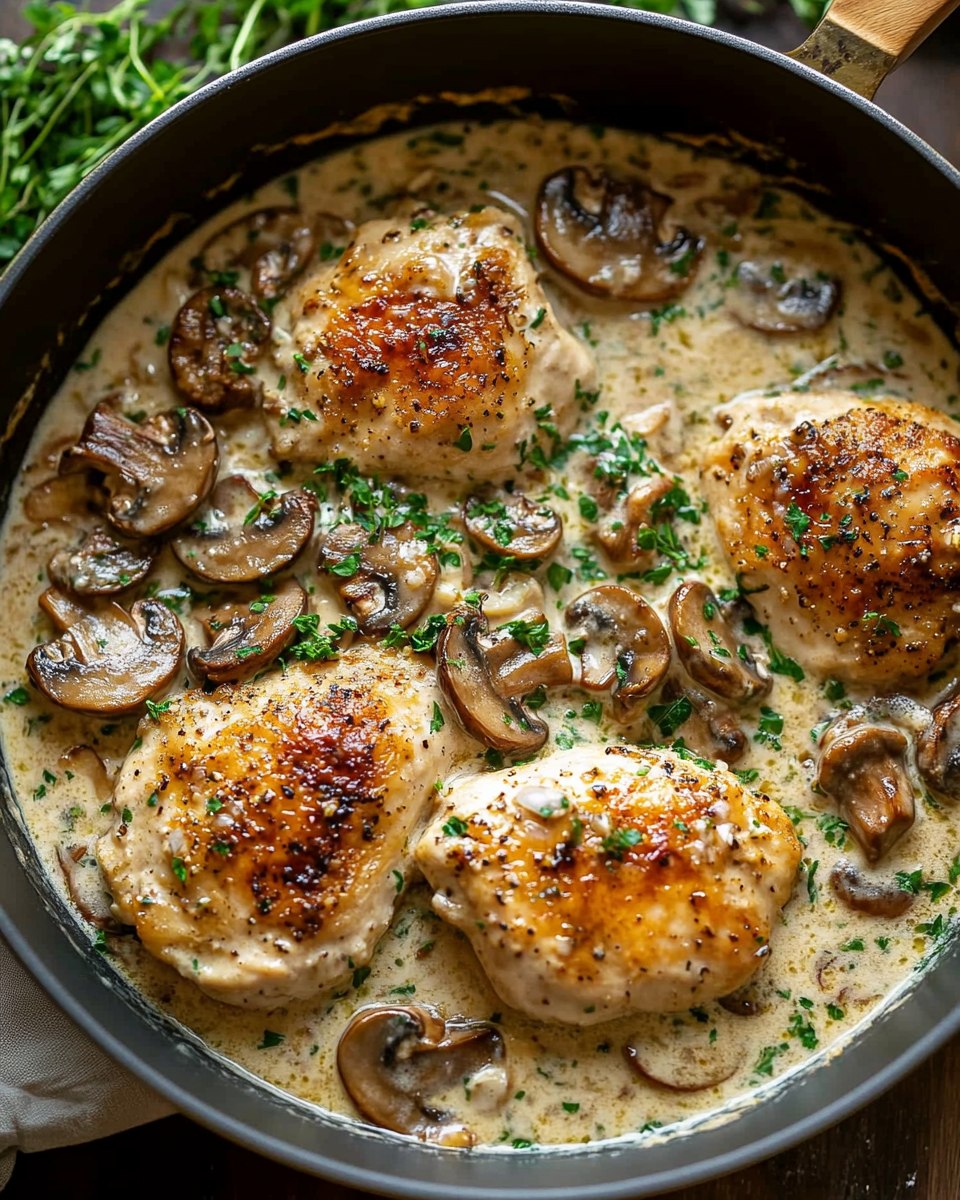 Here is the recipe for Creamy Chicken with Mushrooms, Garlic and Parmesan: