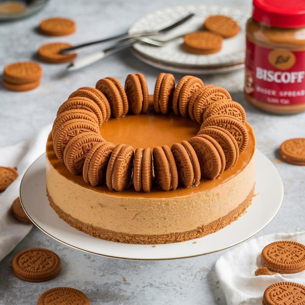 No-Bake Biscoff Upside-Down Cheesecake 