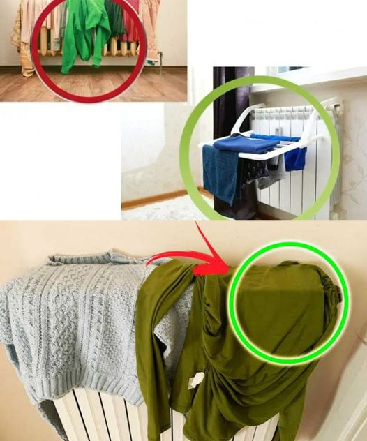 Clothes on the radiator are dried in this way to avoid creating humidity