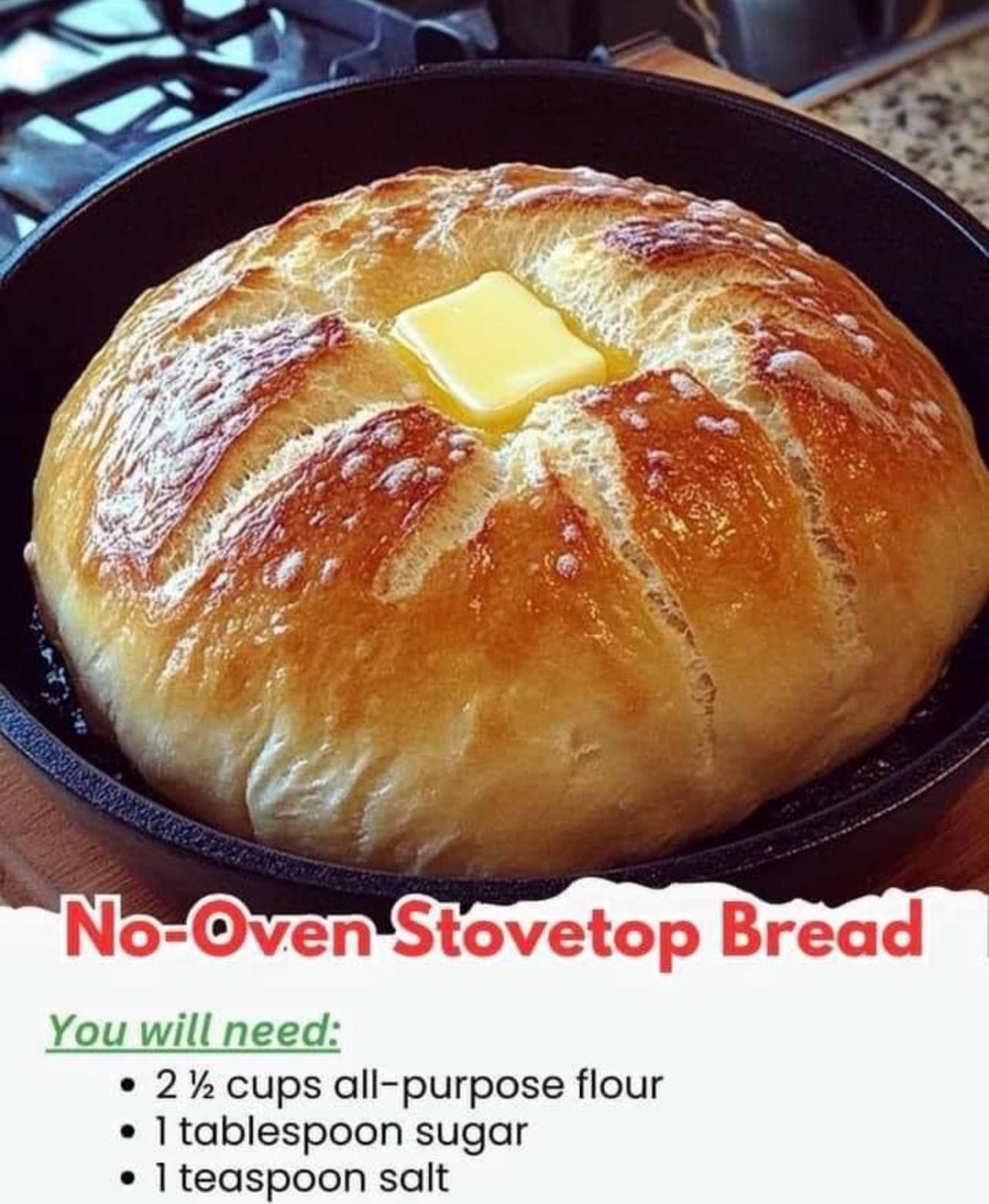 No-Oven Stovetop Bread Recipe