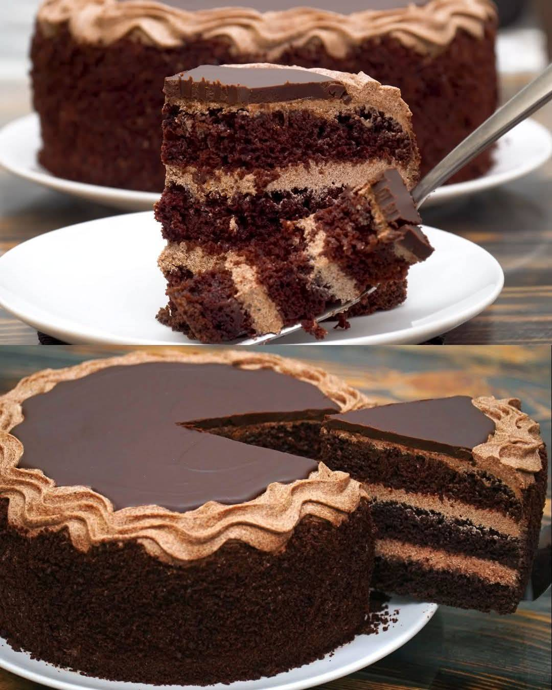 Rich Chocolate Layer Cake with Creamy Chocolate Filling and Milk Chocolate Glaze