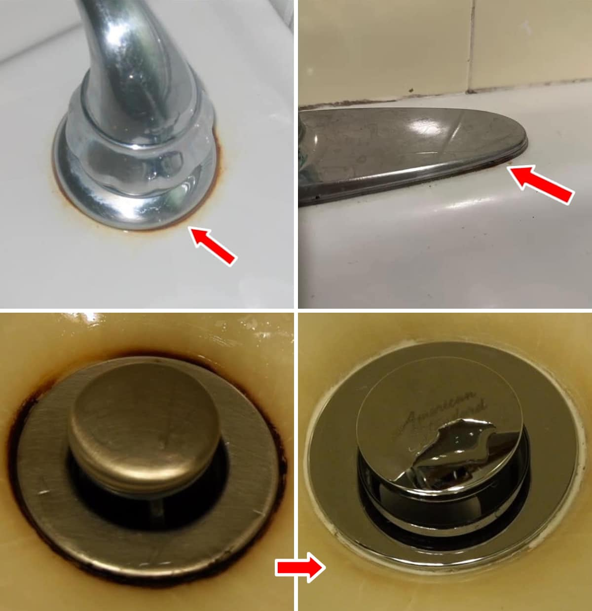 How to remove dark circle around faucets