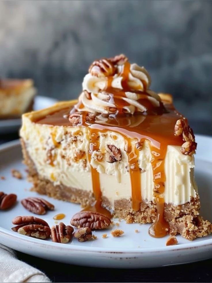 Slice of Heaven with this Caramel Pecan Cheesecake!