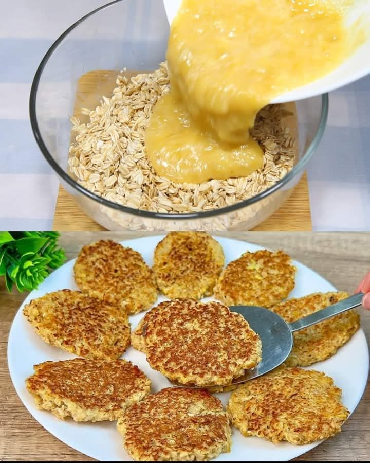 Sugar-Free Oatmeal Apple Banana Pancakes