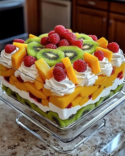 🥝 Vibrant Fresh Fruit Trifle – A Layered Symphony of Sweetness! 🍓🍊