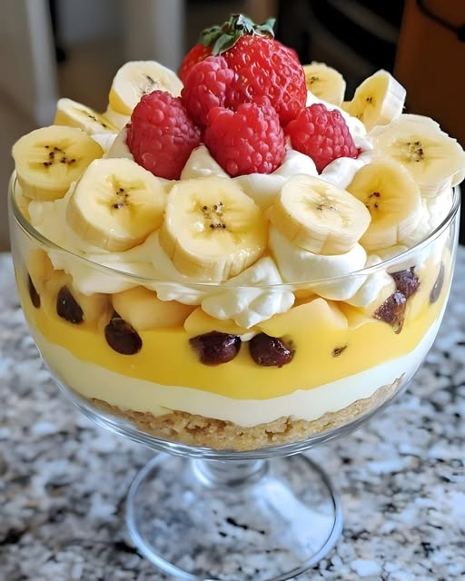 Banana Vanilla Pudding & Tropical Fruit Trifle 🍌🍓🥭