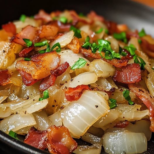 Fried Cabbage with Bacon, Onion, and Garlic