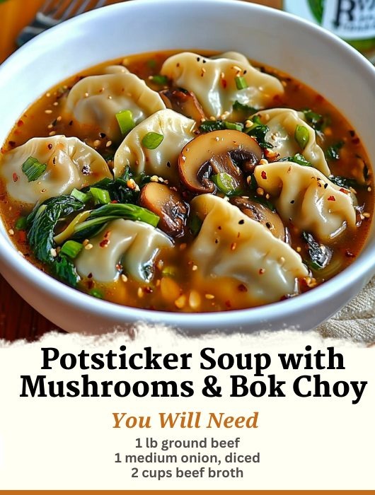 Potsticker Soup with Mushrooms & Bok Choy