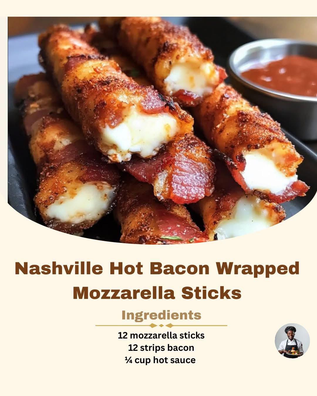 Nashville Hot Bacon Wrapped Mozzarella Sticks