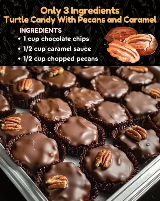 Homemade Turtle Candy With Pecans and Caramel