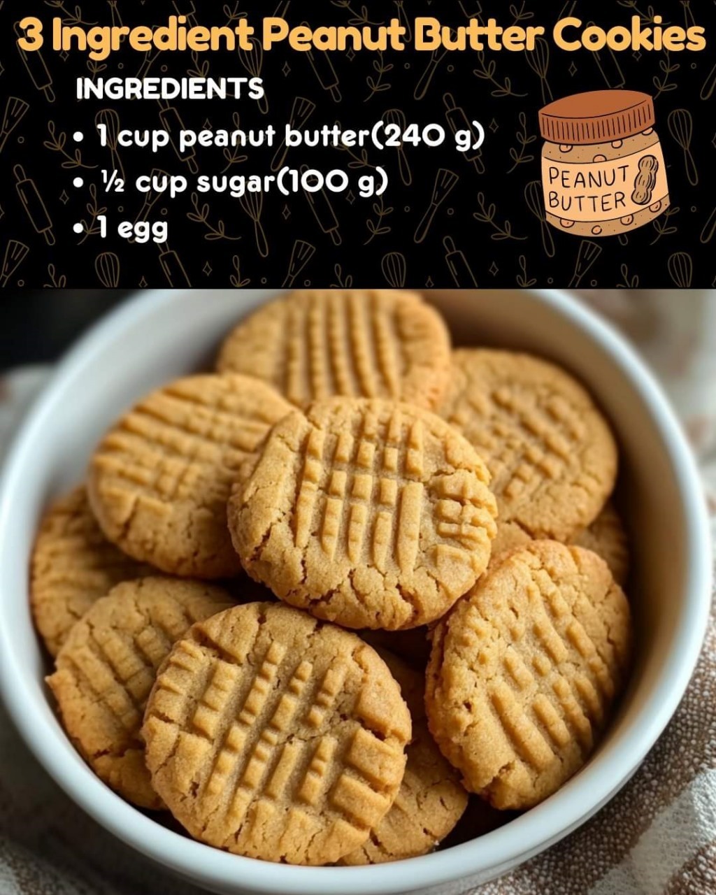 3 ingredient Peanut Butter cookies – Keep this Recipe Safe💬