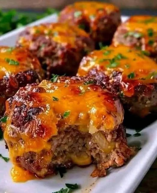 Cheesy Stuffed Meatloaf Bites