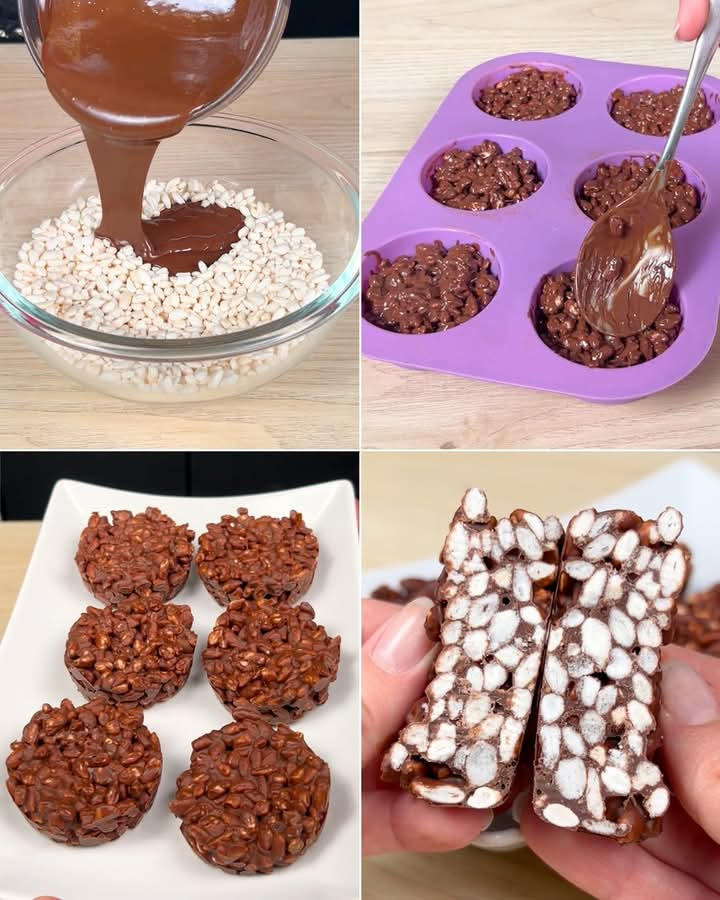 Puffed rice baskets: an easy and tasty idea to use up leftover chocolate!