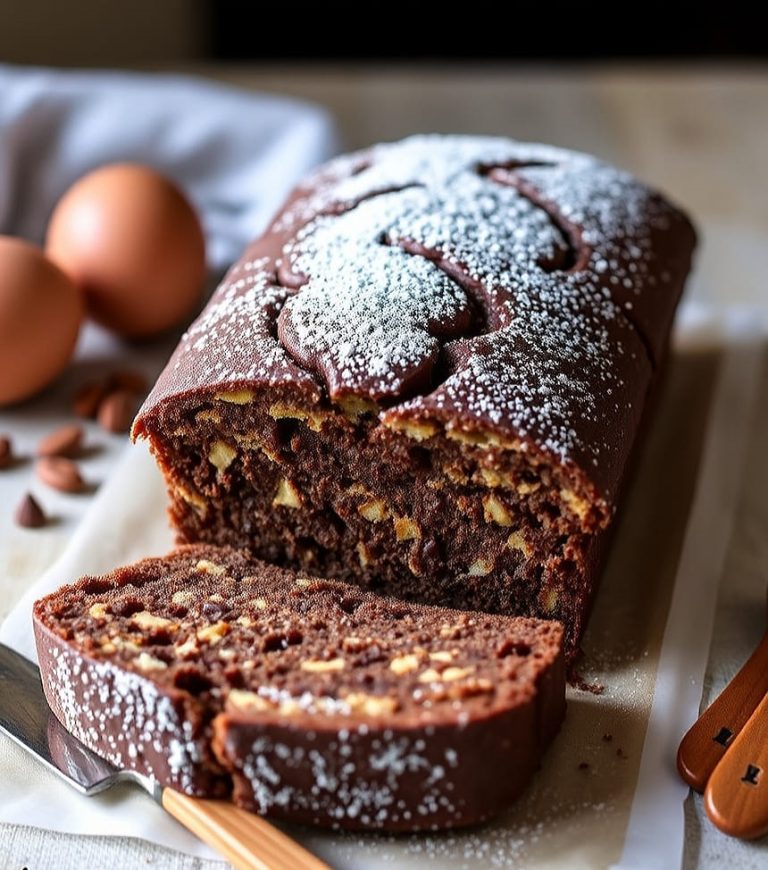 Cocoa delight and crushed biscuits  Ingredients: -350 g of coarsely chopped dry biscuits -3 tablespoons of icing sugar -4 tablespoons of bitter cocoa -3 tablespoons of Nutella -80 g of melted butter -100 g of milk (or condensed milk for a creamier effect) -2 eggs -50 g of flour (or potato starch for a softer effect) -1 teaspoon of baking powder -Icing sugar for dusting Preparation:  Read more on next page