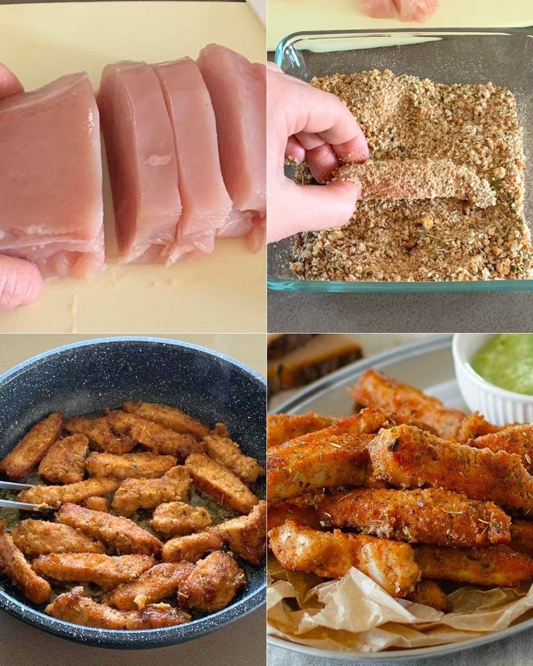 Cut the chicken into strips and bread them! It will be crispy and delicious like never before, the recipe