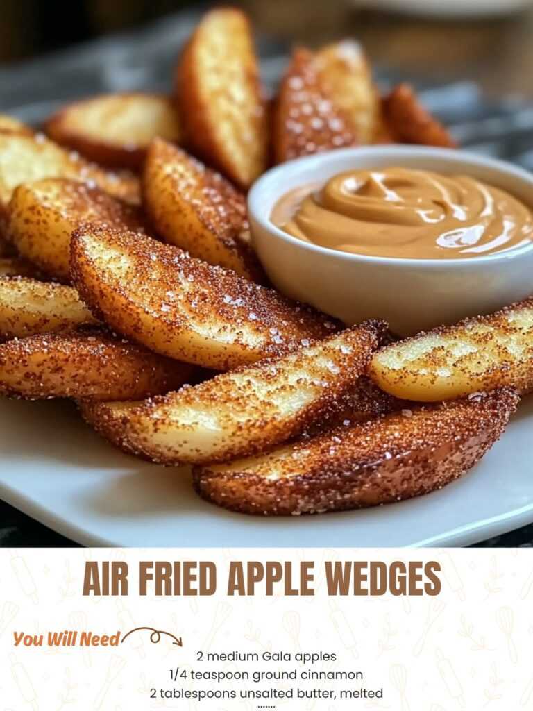 Air Fried Apple Wedges with Caramel Whipped Cream Dipping Sauce