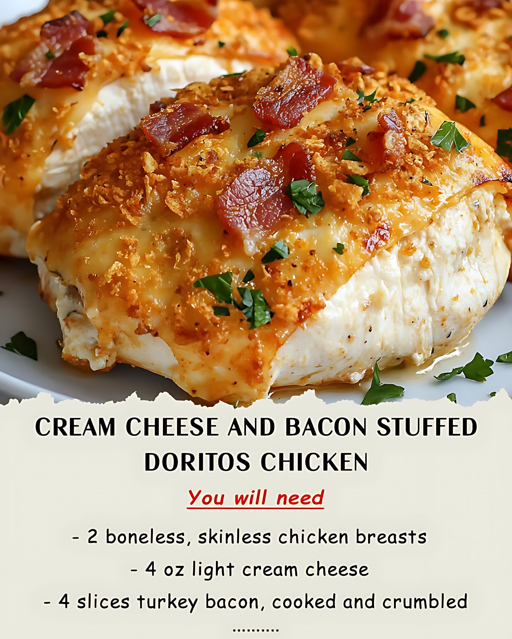 Irresistible Delight: Cream Cheese and Bacon Stuffed Doritos Chicken