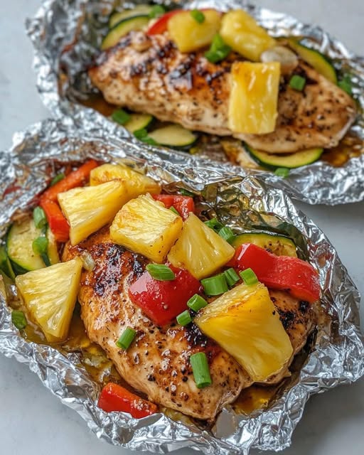 Teriyaki Chicken and Pineapple Foil Packets