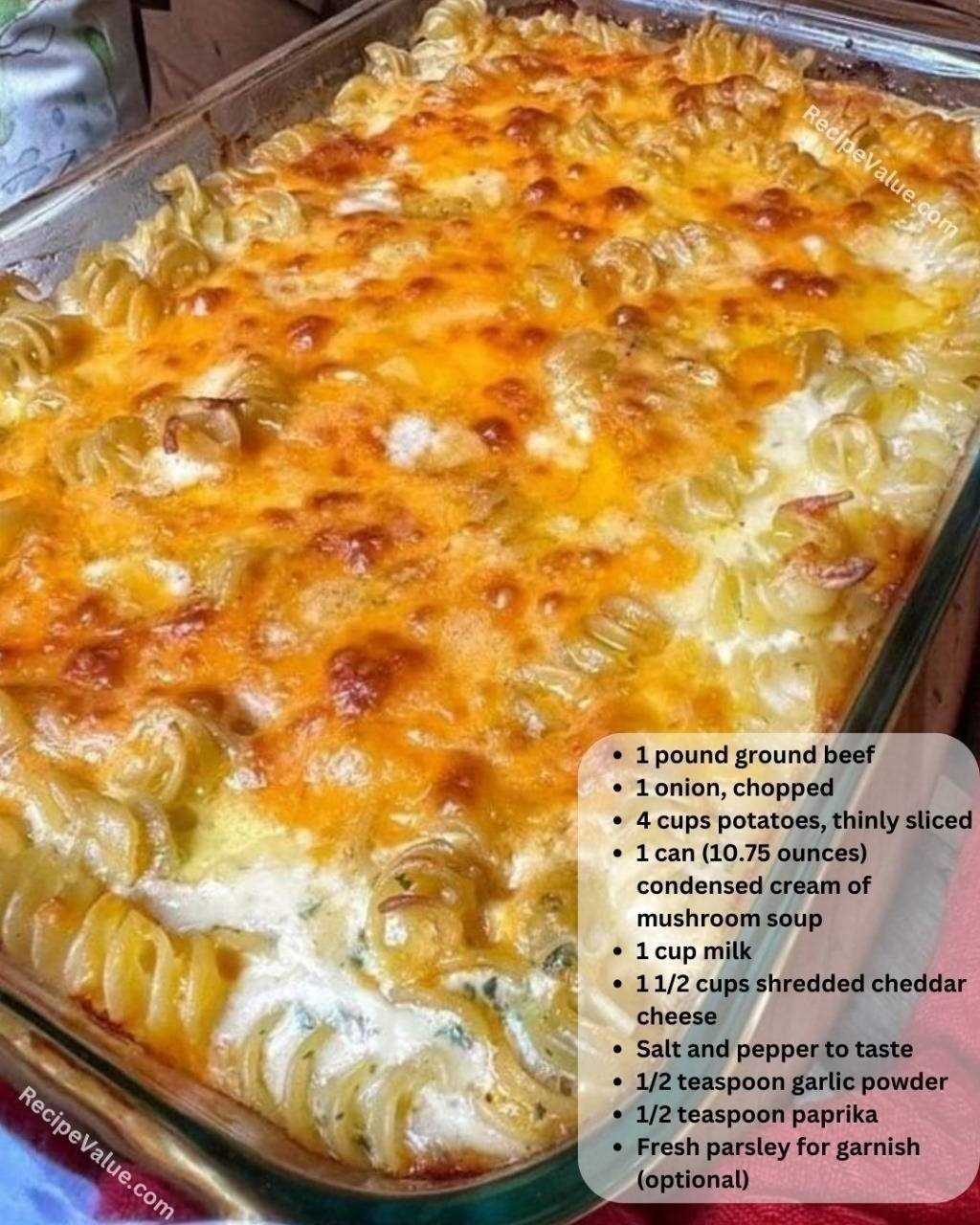 Cheesy Ground Beef and Potato Casserole Recipe