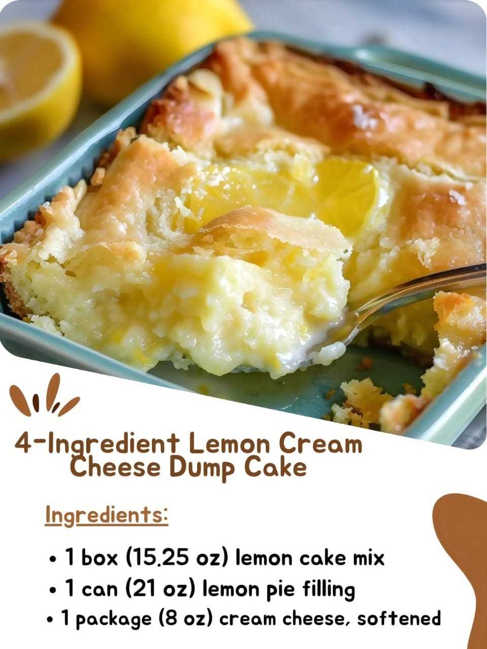 4-Ingredient Lemon Cream Cheese Dump Cake