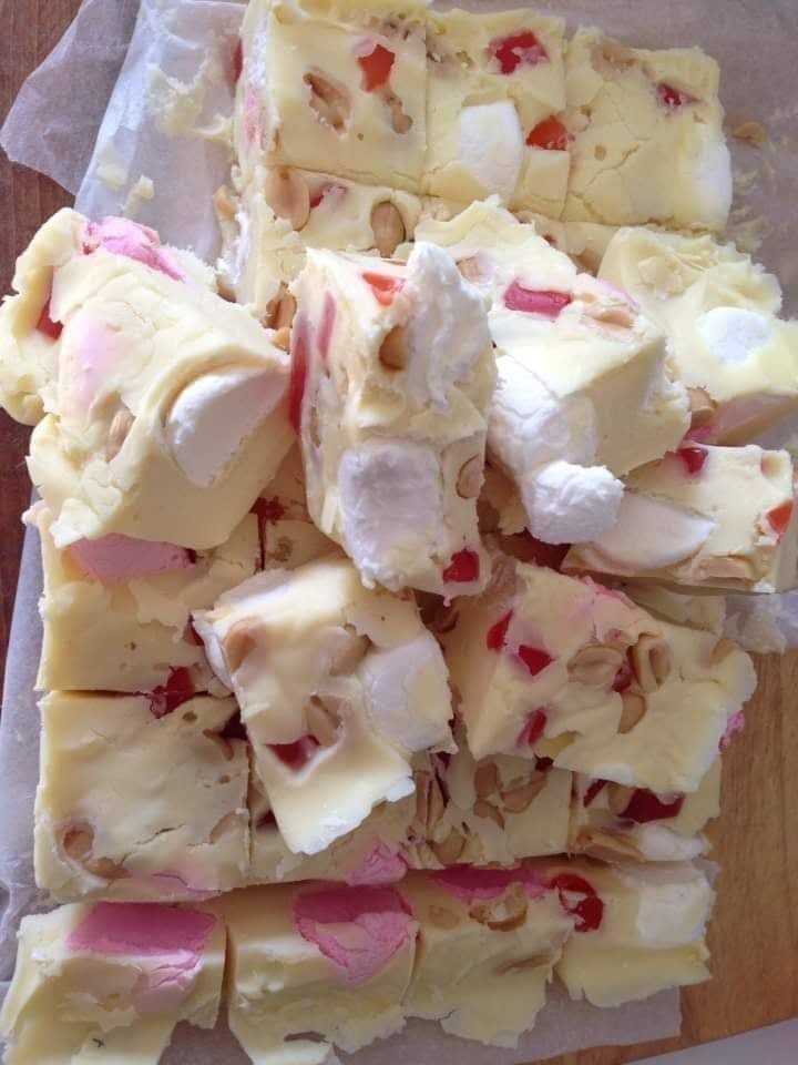 White Chocolate Rocky Road Fudge