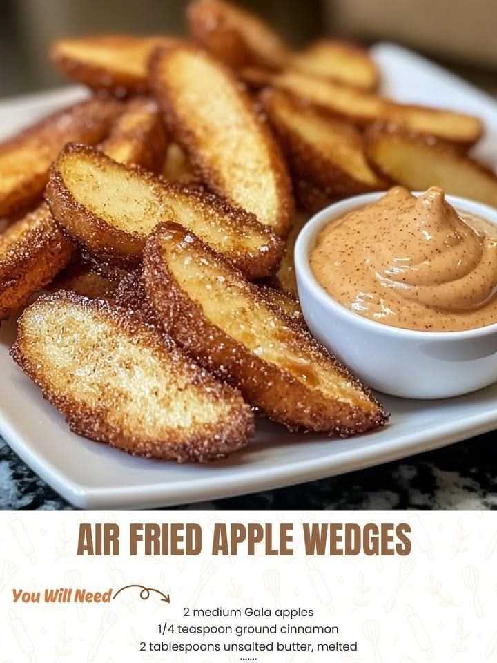 Air Fried Apple Wedges with Caramel Whipped Cream Dipping Sauce