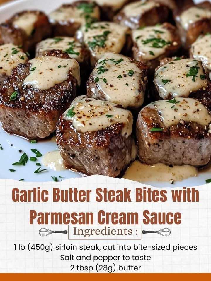 Garlic Butter Steak Bites with Parmesan Cream Sauce