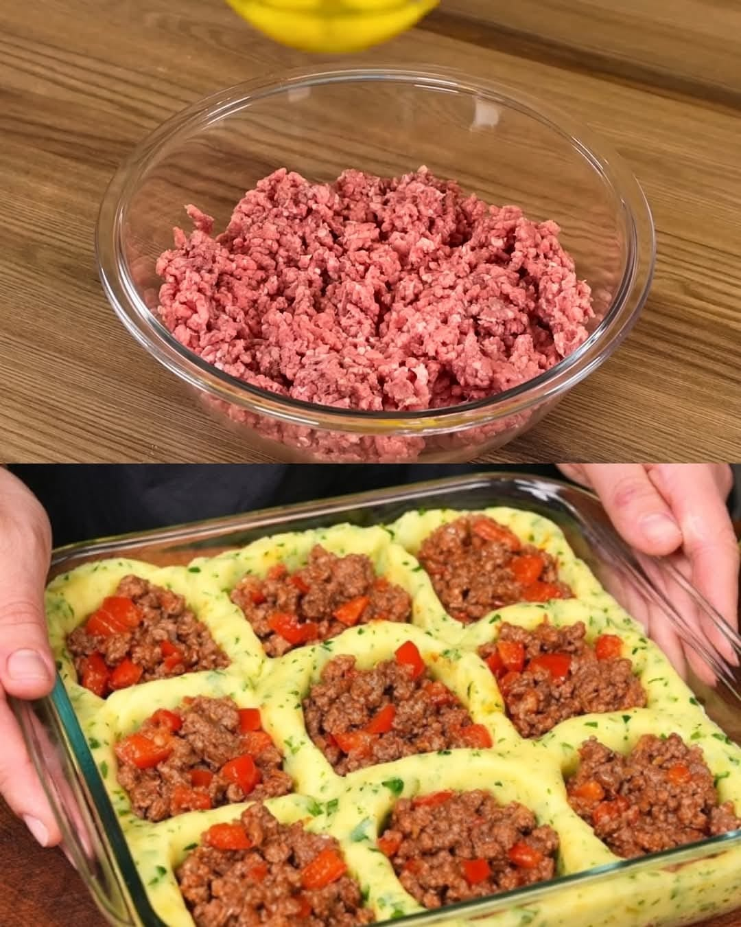 Stuffed Potatoes with Ground Beef, Vegetables, and Cheese