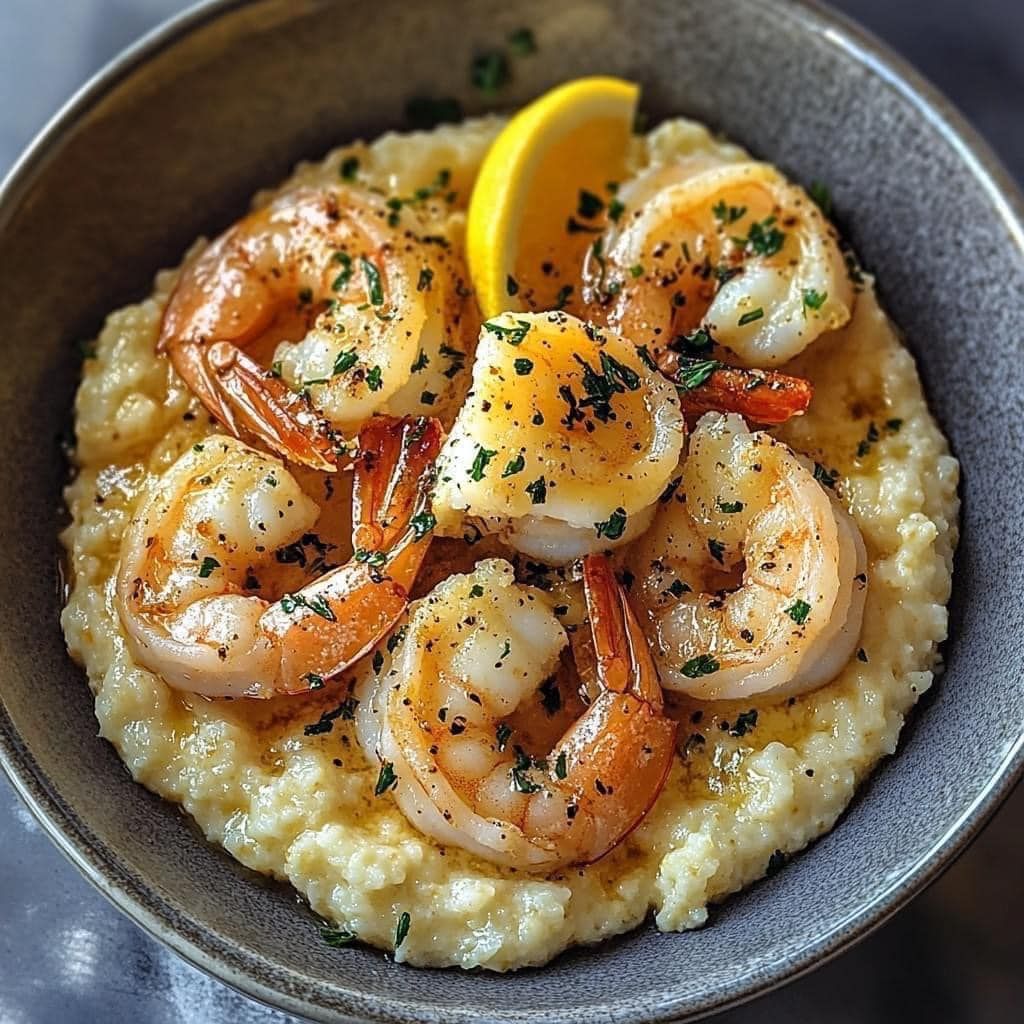 Lemon Garlic Shrimp with Creamy Parmesan Grits