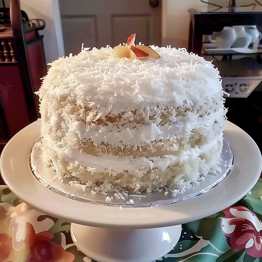 DECADENT OLD-FASHIONED COCONUT CAKE WITH PINEAPPLE FILLING