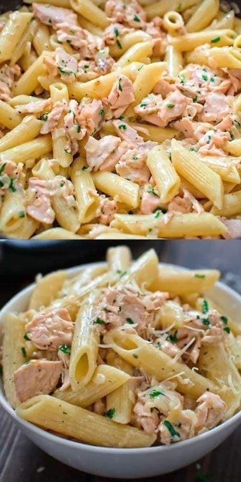 Creamy salmon pasta