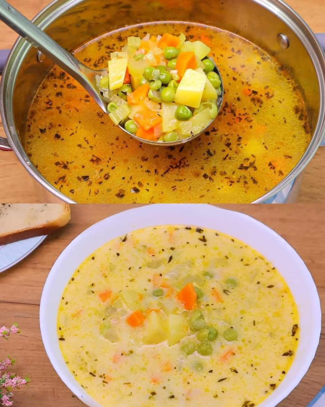 Creamy Vegetable Soup with Aromatic Croutons